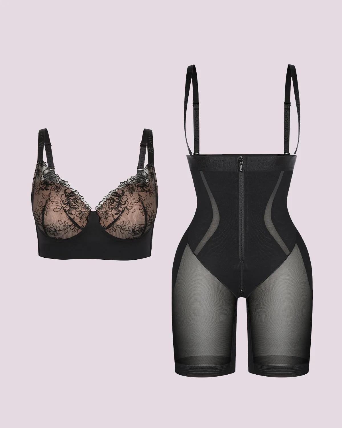 Back Smoothing Lace Underwire Bra + Airy Comfy Short sold by Shapellx