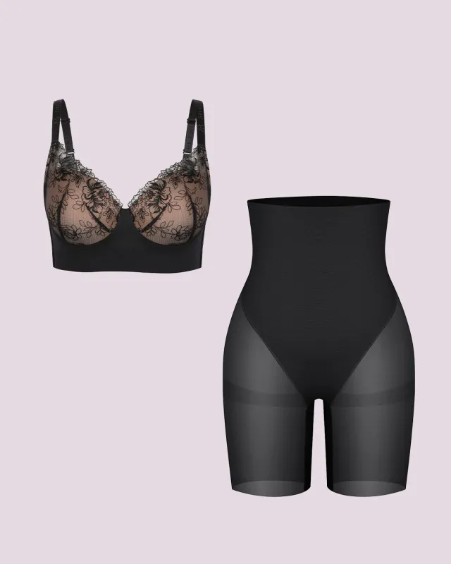 Back Smoothing Lace Underwire Bra + MeshSmooth Short made by Shapellx