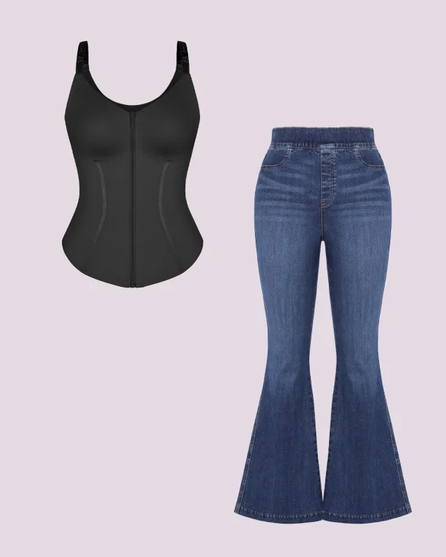 Tummy Control Corset Top + Hip Padded Flare Jeans made by Shapellx