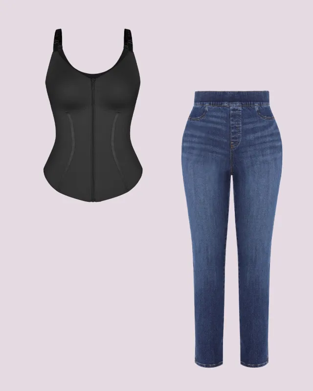 Tummy Control Corset Top + Hip Padded Skinny Jeans made by Shapellx