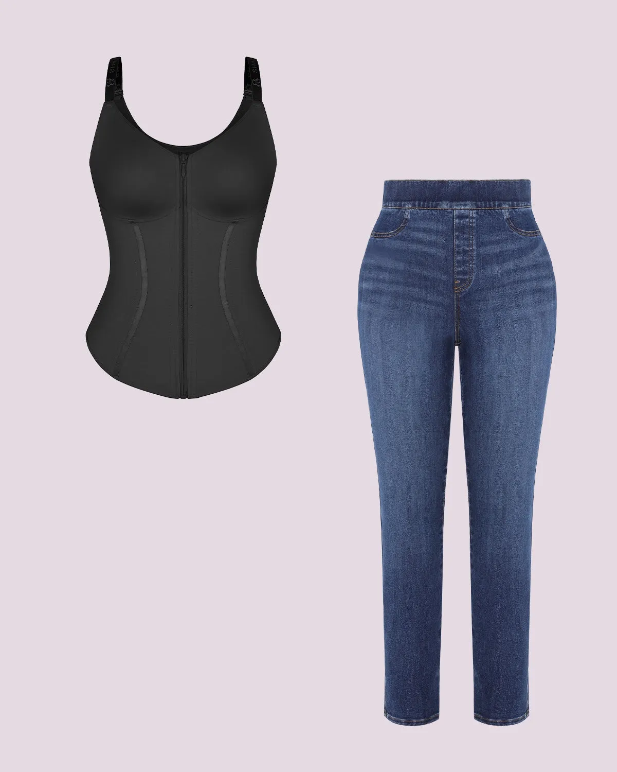 Tummy Control Corset Top + Hip Padded Skinny Jeans sold by Shapellx