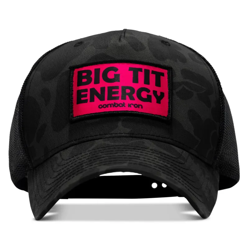 Big Tit Energy Pink Patch Snapback Hat made by Combat Iron Apparel