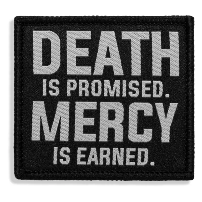 Death Is Promised. Mercy Is Earned Velcro Patch sold by Combat Iron Apparel