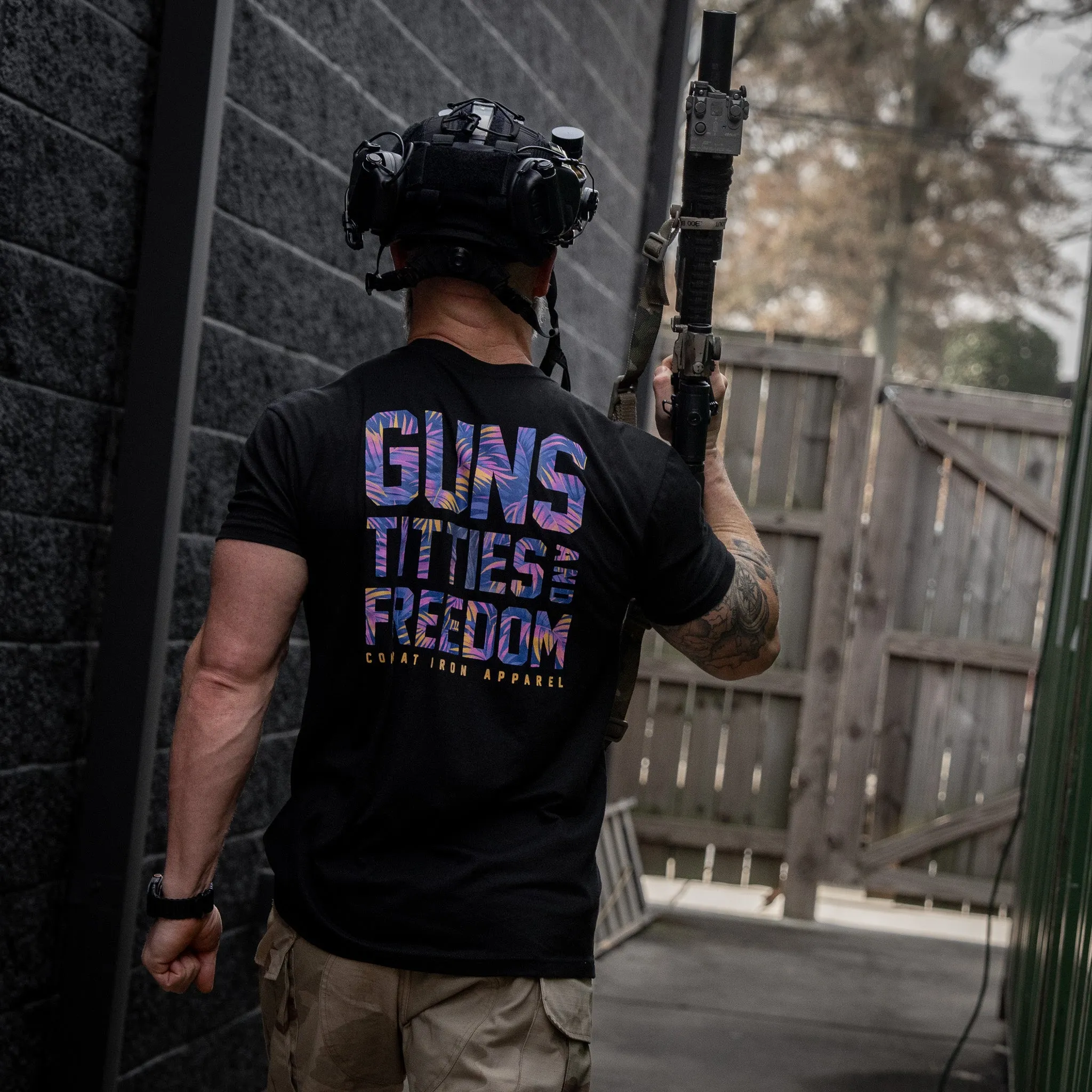 Guns, Titties And Freedom Men's T-Shirt sold by Combat Iron Apparel product image thumbnail 5