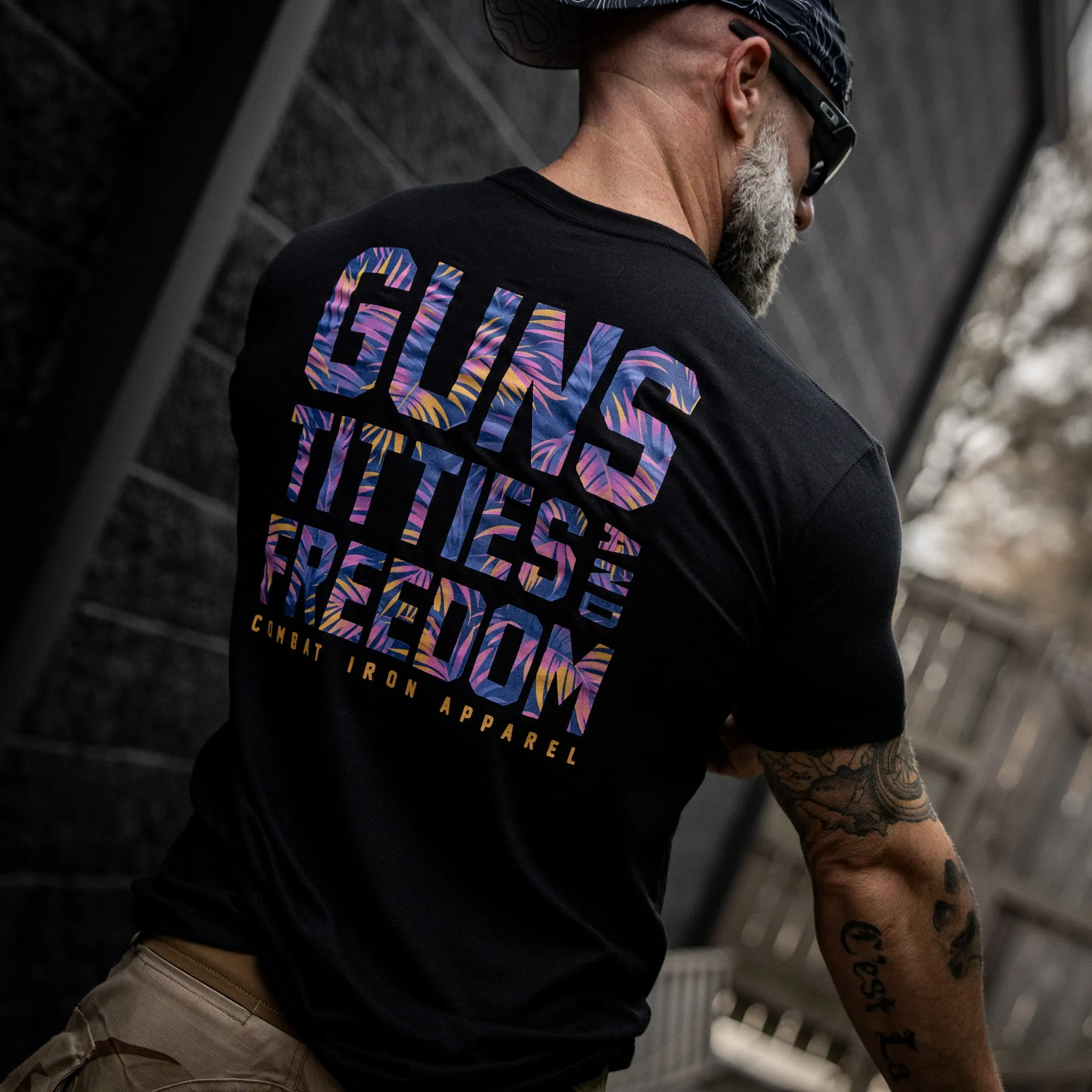 Guns, Titties And Freedom Men's T-Shirt sold by Combat Iron Apparel product image thumbnail 3
