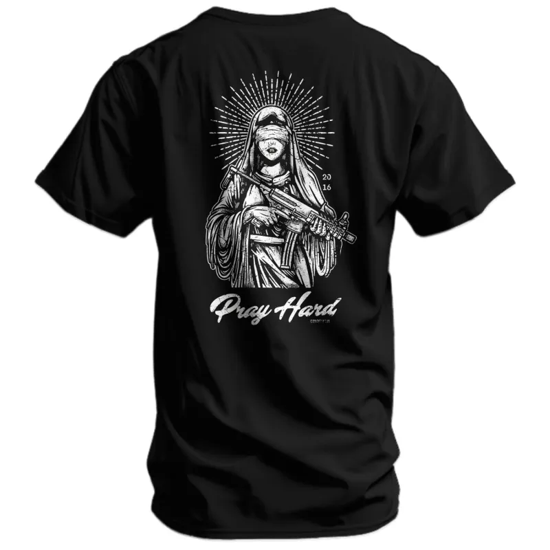 Pray Hard Men's T-Shirt sold by Combat Iron Apparel