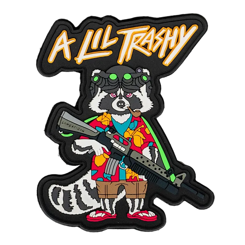 A Lil Trashy Tactical Racoon PVC Patch sold by Combat Iron Apparel