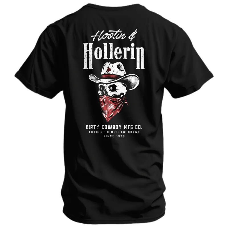 Hootin' And Hollern' Cowboy Skull Men's T-Shirt sold by Combat Iron Apparel