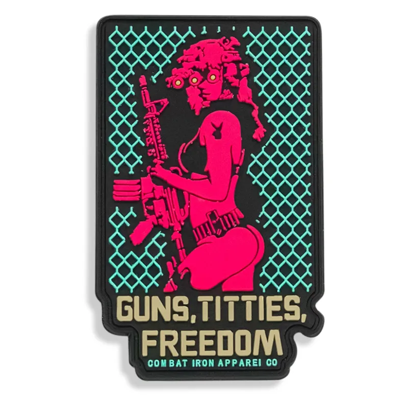 Guns, Titties, Freedom Retro PVC Patch made by Combat Iron Apparel