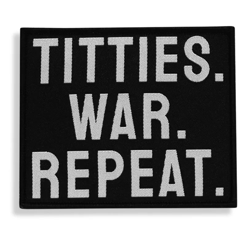 Titties. War. Repeat. Velcro Patch sold by Combat Iron Apparel