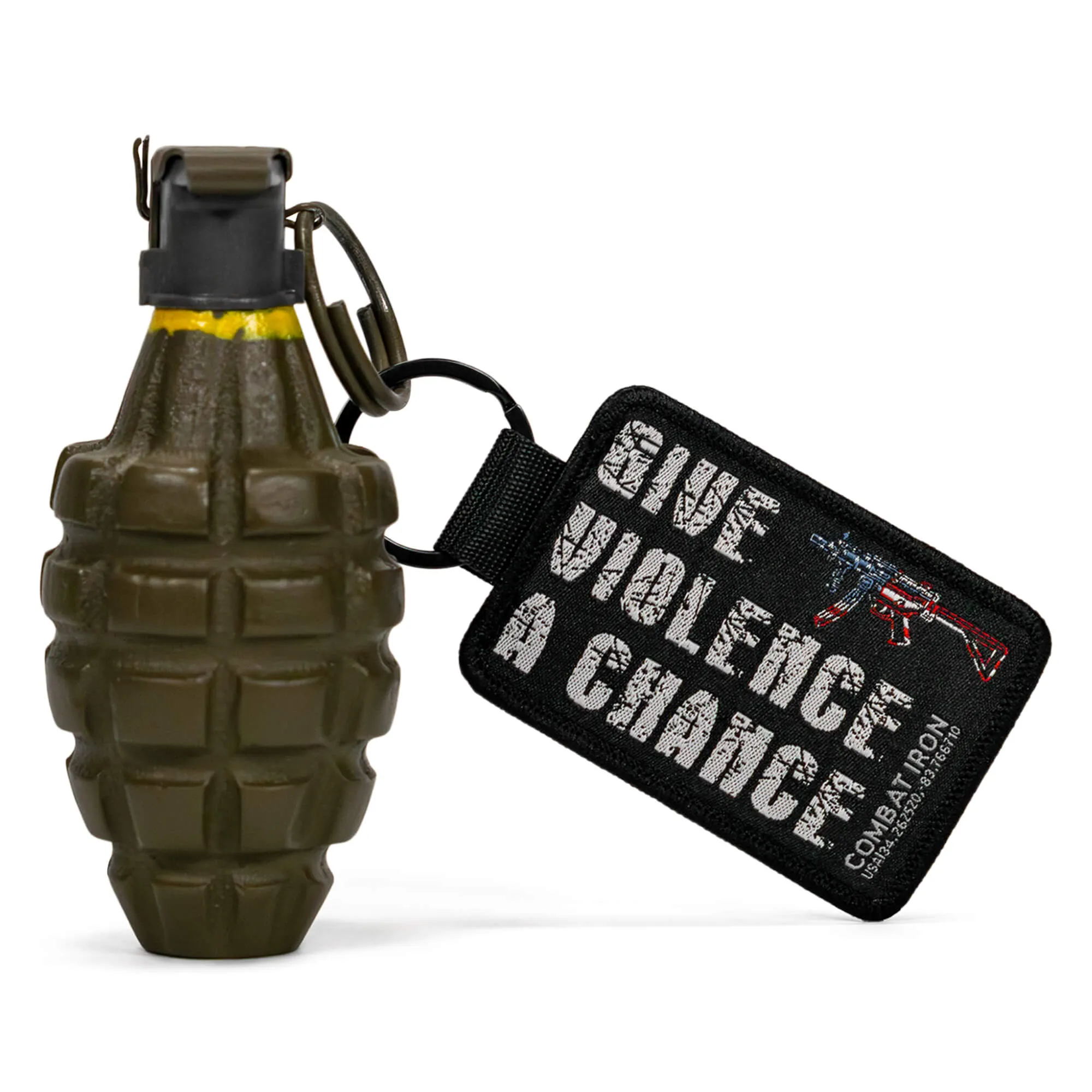 Give Violence A Chance Flight Tag Keychain sold by Combat Iron Apparel