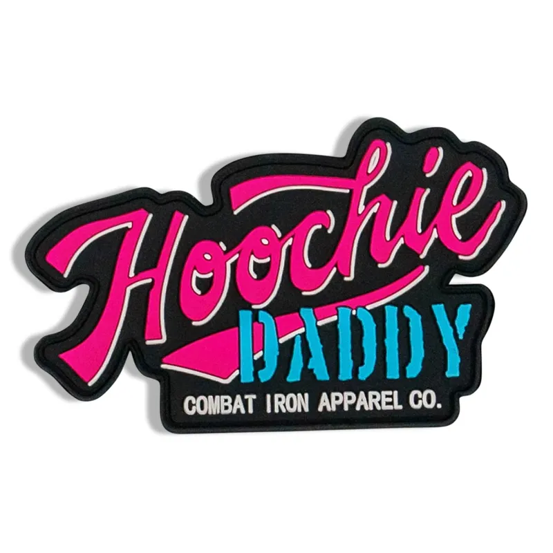 Hoochie Daddy Retro Script PVC Patch sold by Combat Iron Apparel