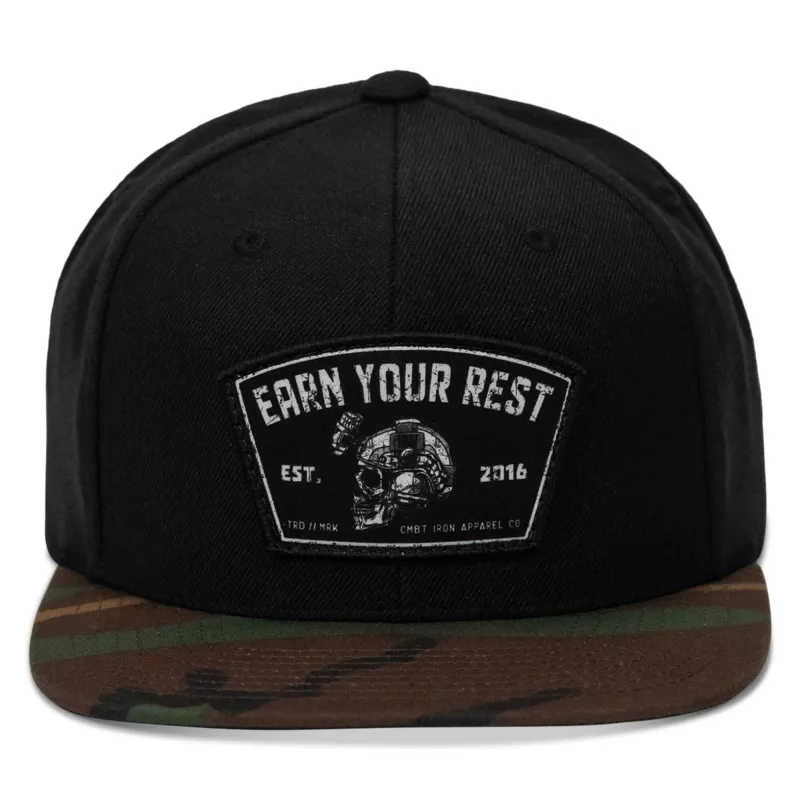 Earn Your Rest Flatbill SnapBack Hat made by Combat Iron Apparel
