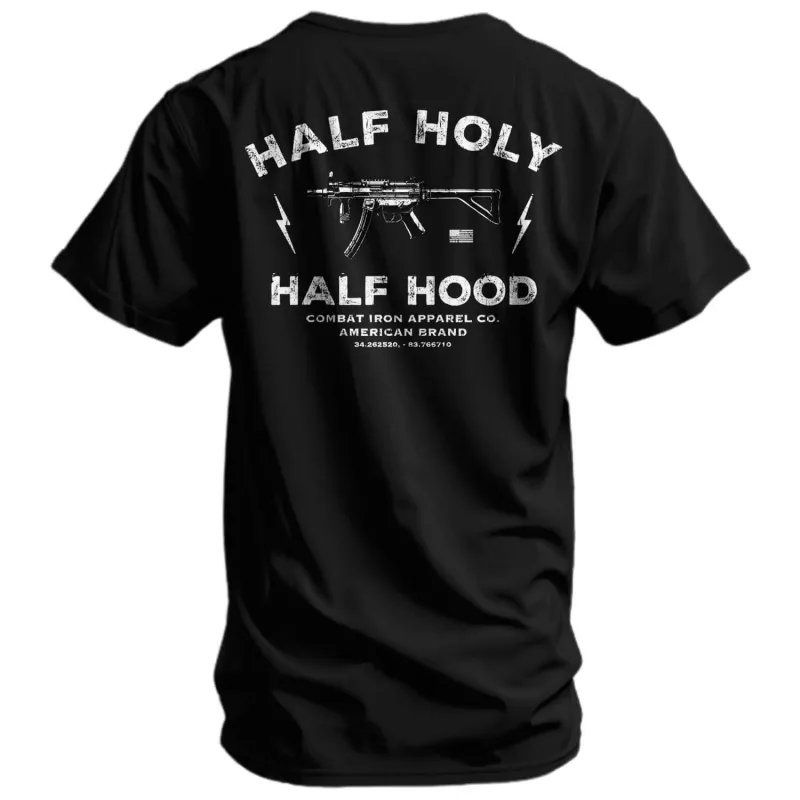Half Holy. Half Hood Men's T-Shirt sold by Combat Iron Apparel