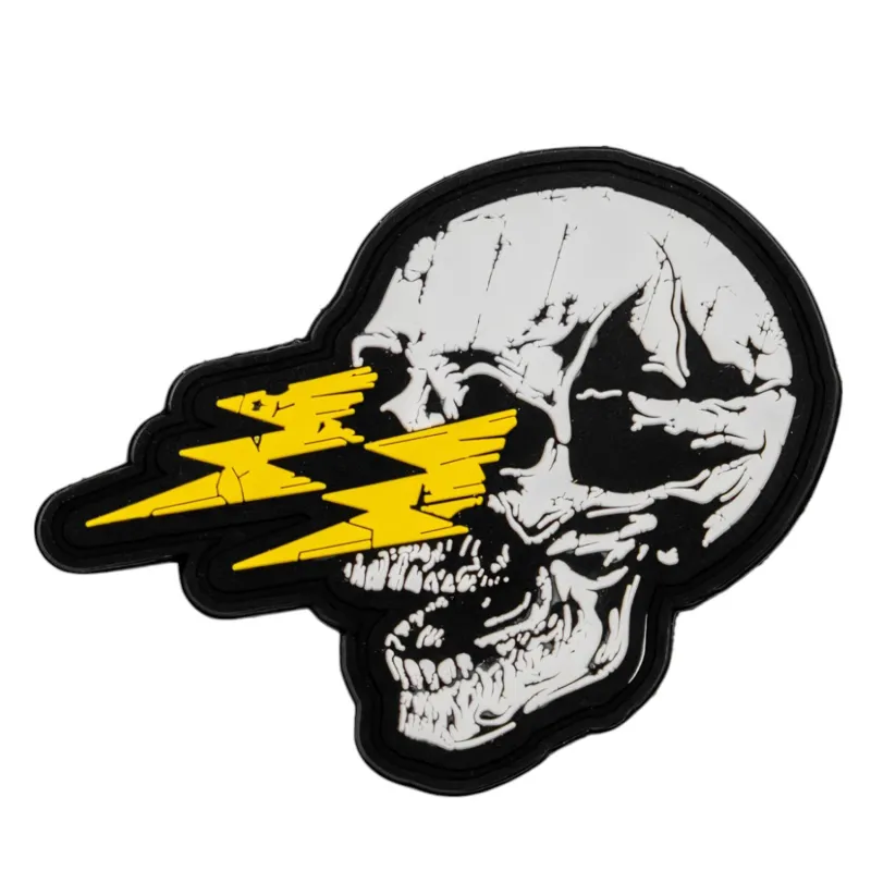 Die with Memories Bolt Skull PVC Patch sold by Combat Iron Apparel