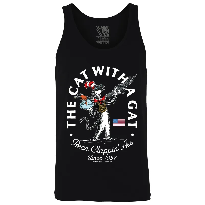 Cat With A Gat Men's Tank sold by Combat Iron Apparel