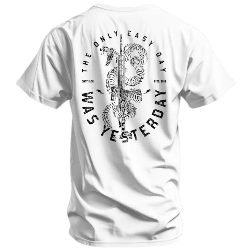 Only Easy Day Was Yesterday Rifle Men's T-Shirt sold by Combat Iron Apparel