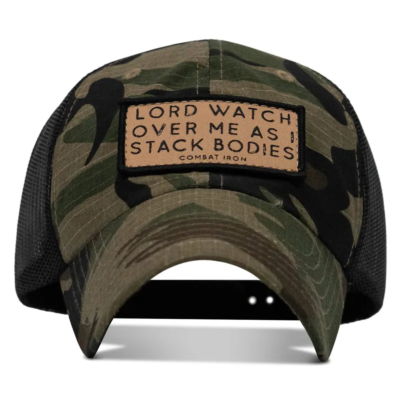 Lord Watch Over Me As I Stack Bodies Tan Patch Tactical Ripstop Mesh Snapback Hat sold by Combat Iron Apparel
