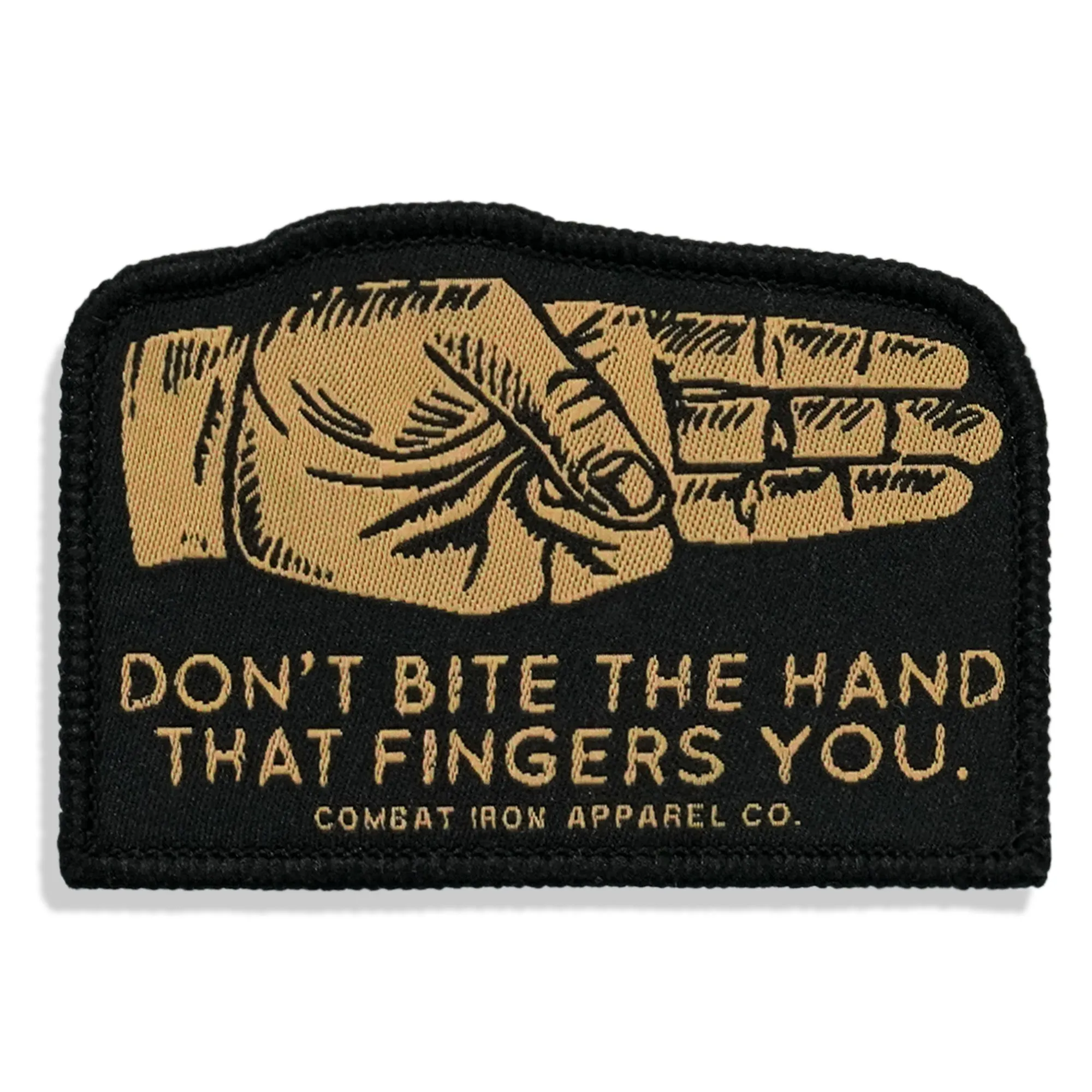 Don't Bite The Hand That Fingers You Soft Velcro Patch sold by Combat Iron Apparel