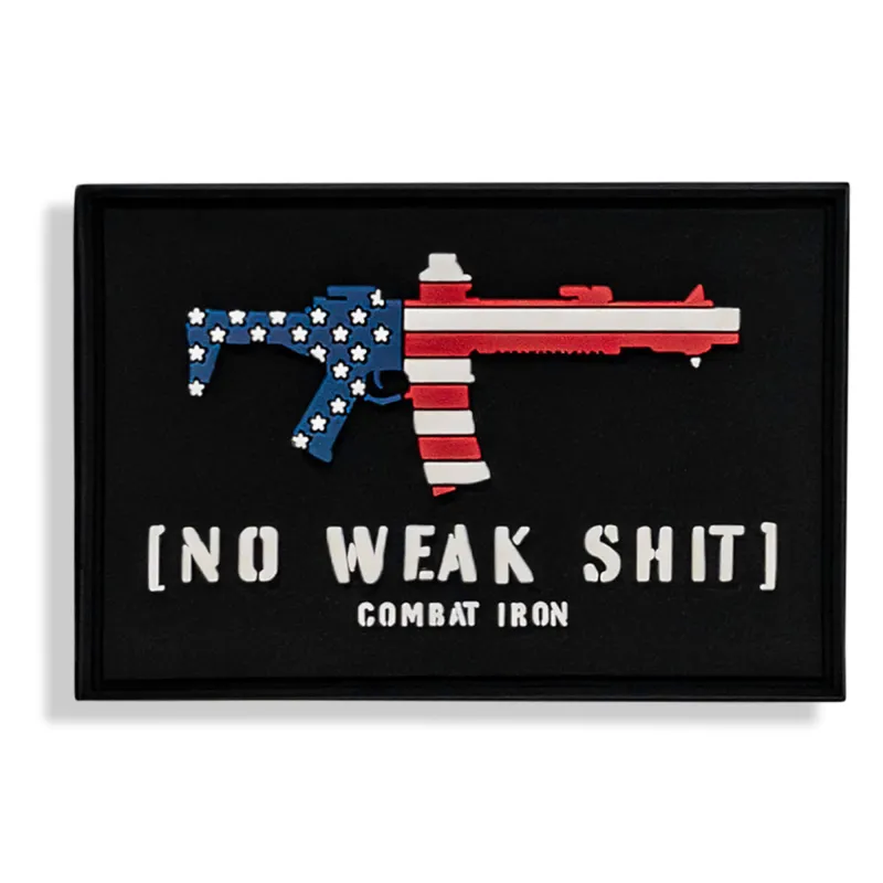 No Weak Shit American Flag Rifle PVC Patch sold by Combat Iron Apparel