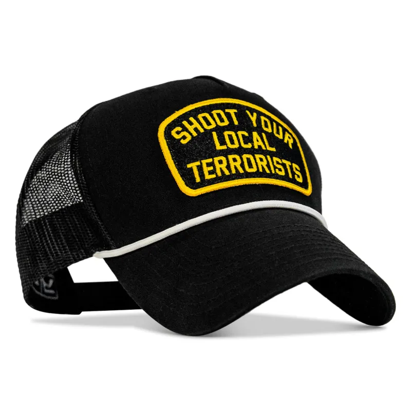 Shoot Your Local Terrorists Patch Rope Snapback sold by Combat Iron Apparel
