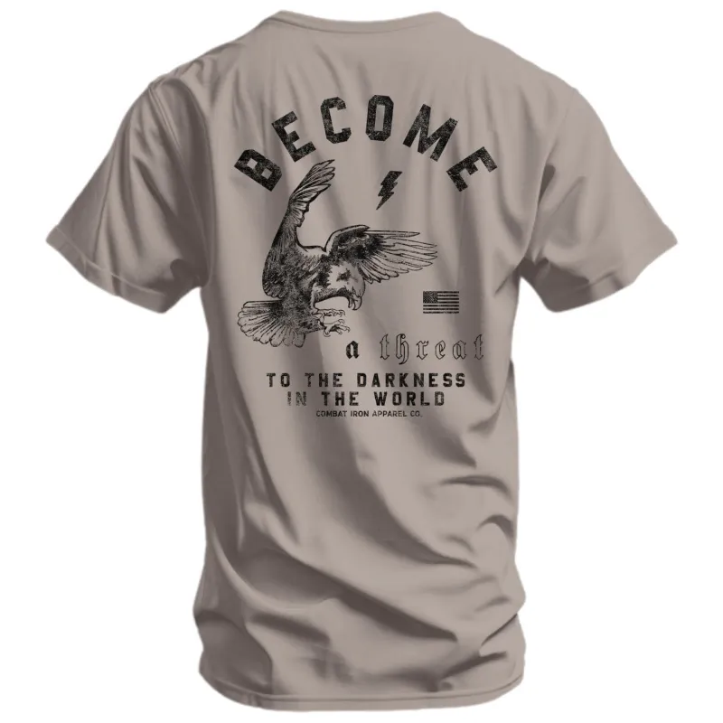 Become A Threat To The Darkness Men's T-Shirt sold by Combat Iron Apparel