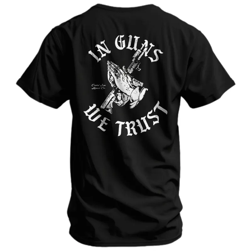 In Guns We Trust Men's T-Shirt sold by Combat Iron Apparel