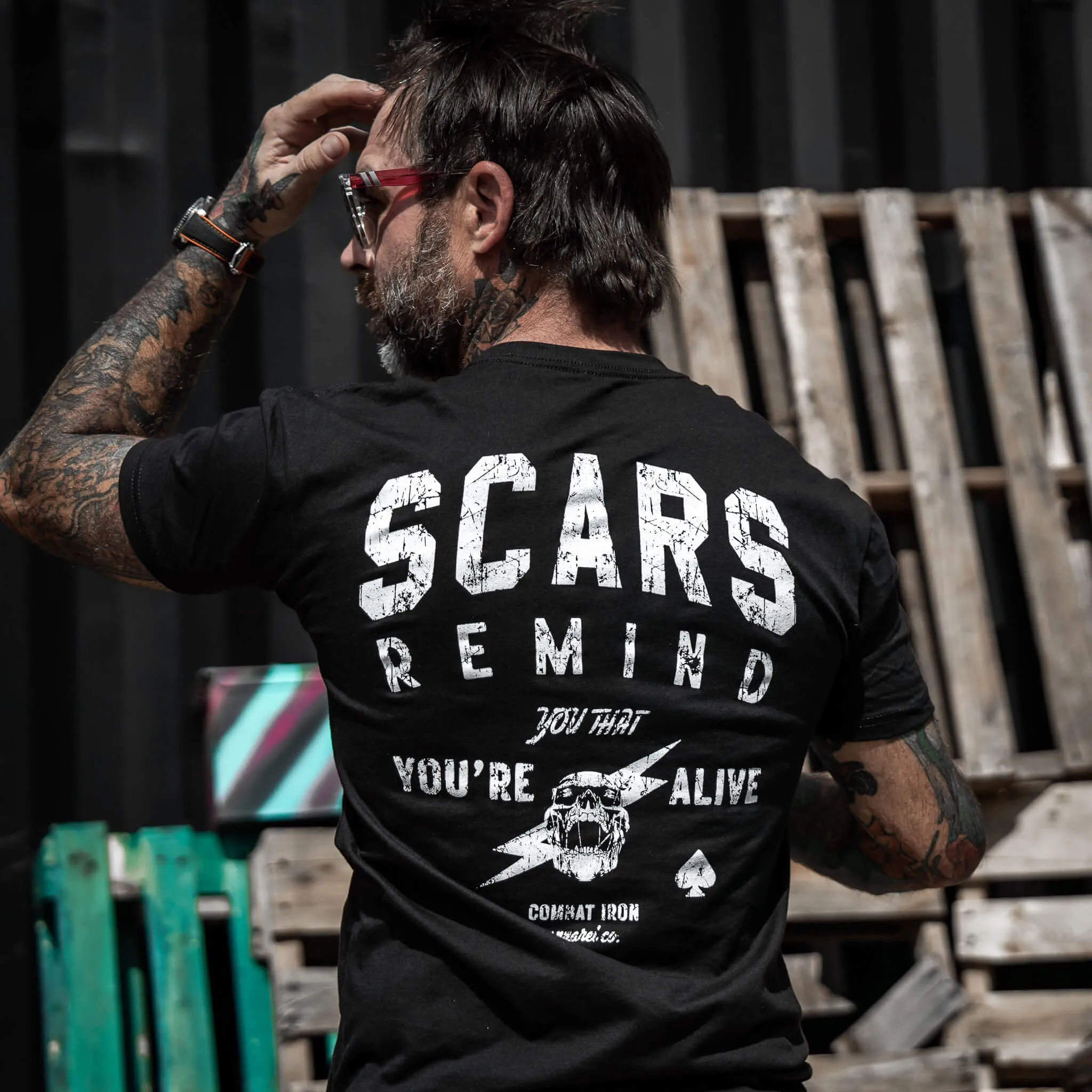 Scars Remind You That You're Alive Men's T-Shirt sold by Combat Iron Apparel product image thumbnail 2