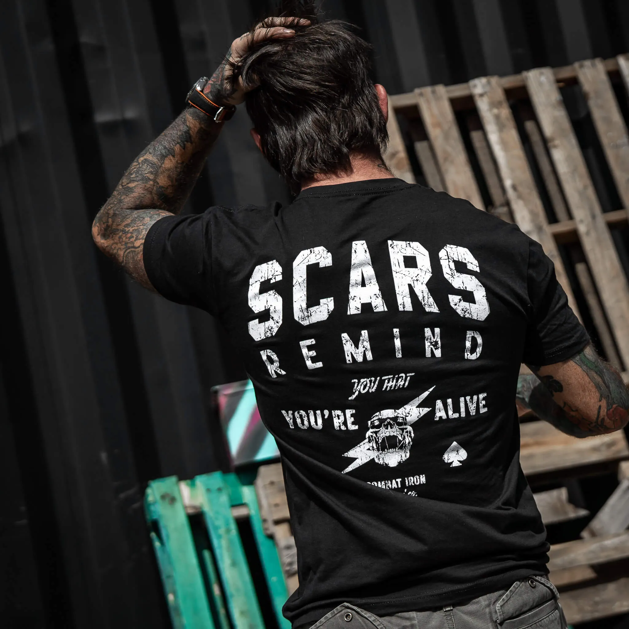 Scars Remind You That You're Alive Men's T-Shirt sold by Combat Iron Apparel product image thumbnail 4