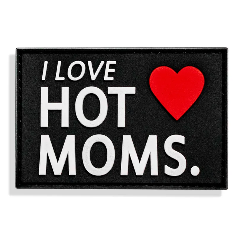 I Love Hot Moms' PVC Patch sold by Combat Iron Apparel