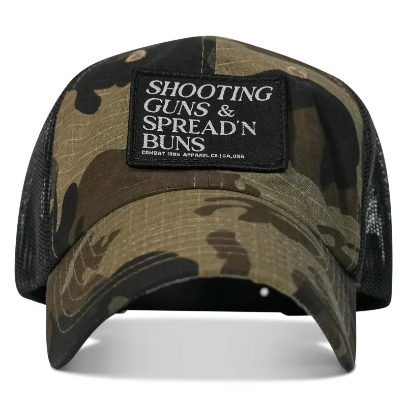 Shooting Guns and Spreading Buns  Patch Tactical Ripstop Mesh Snapback Hat sold by Combat Iron Apparel