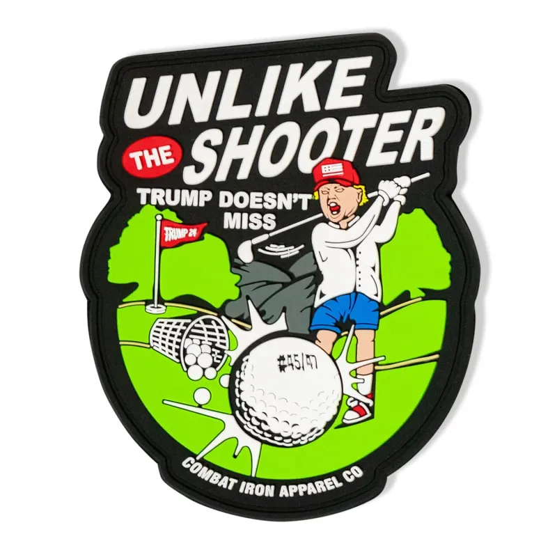 Unlike The Shooter Trump Doesn't Miss Golf Edition PVC Patch sold by Combat Iron Apparel