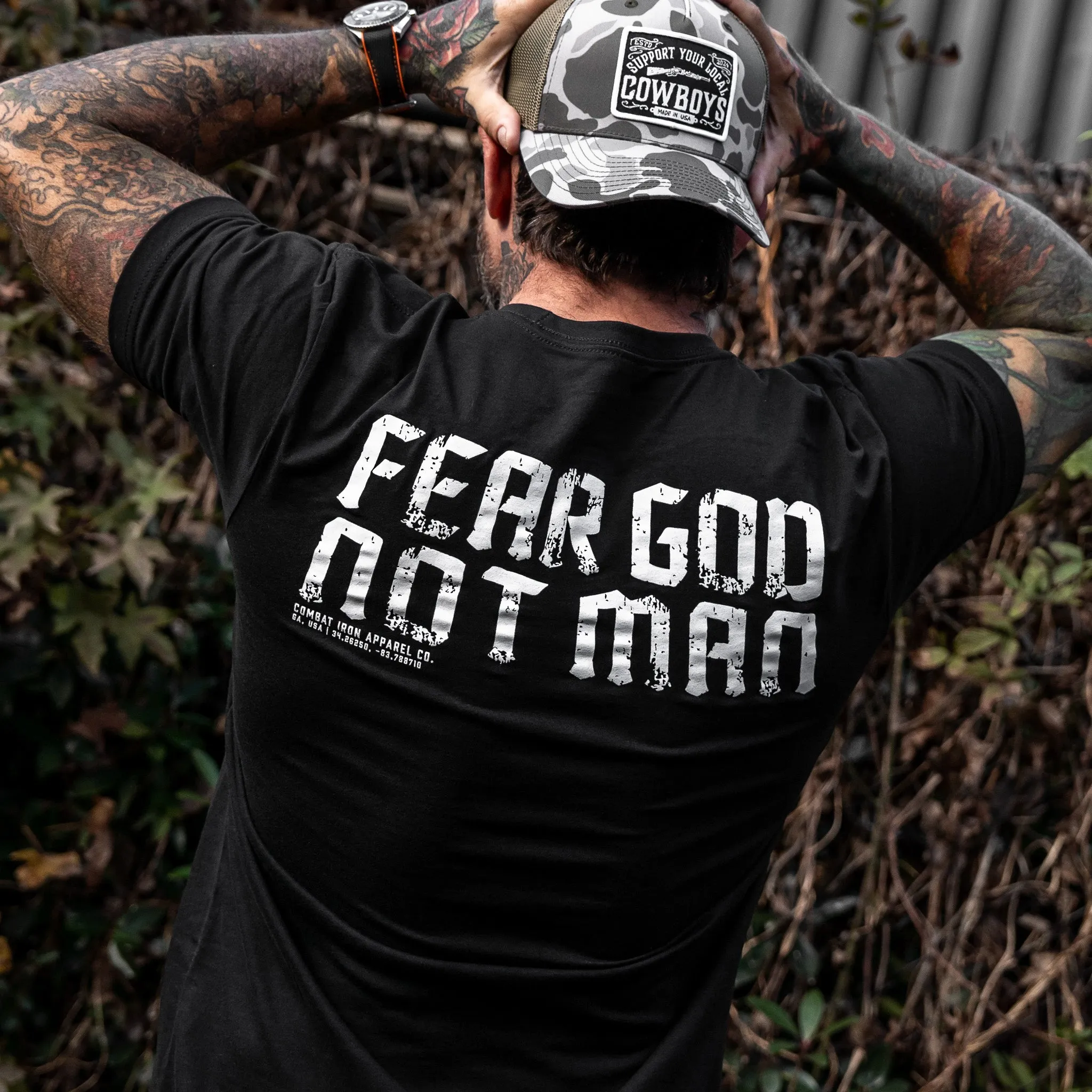 Fear God Not Man Men's T-Shirt sold by Combat Iron Apparel product image thumbnail 2