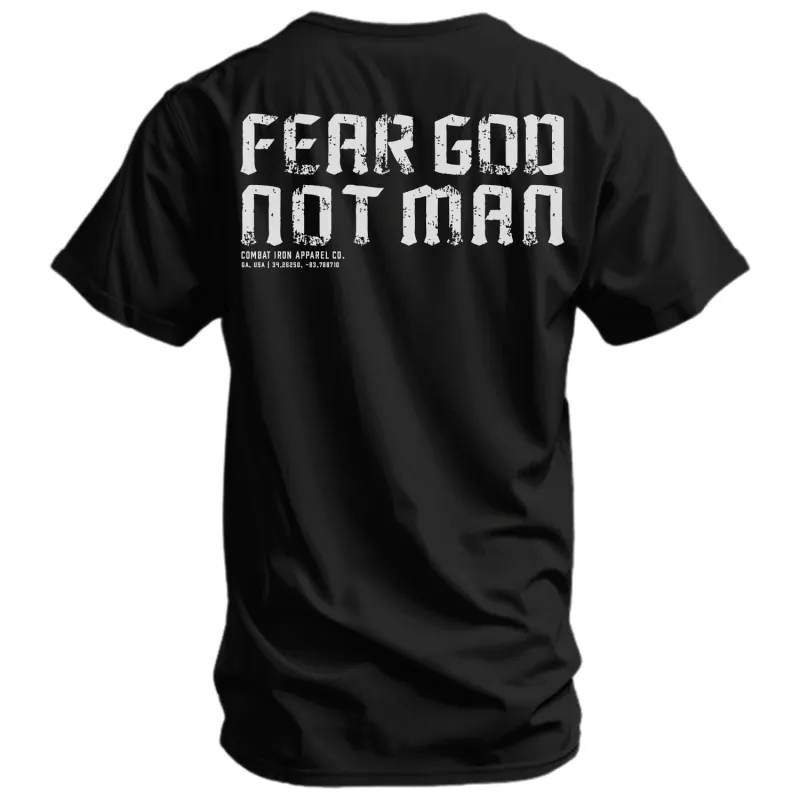 Fear God Not Man Men's T-Shirt sold by Combat Iron Apparel