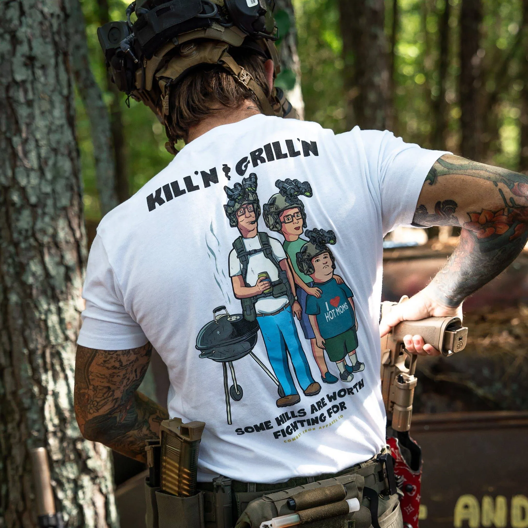 Kill'n & Grill'n | Some Hills Are Worth Fighting For Men's T-Shirt sold by Combat Iron Apparel product image thumbnail 4