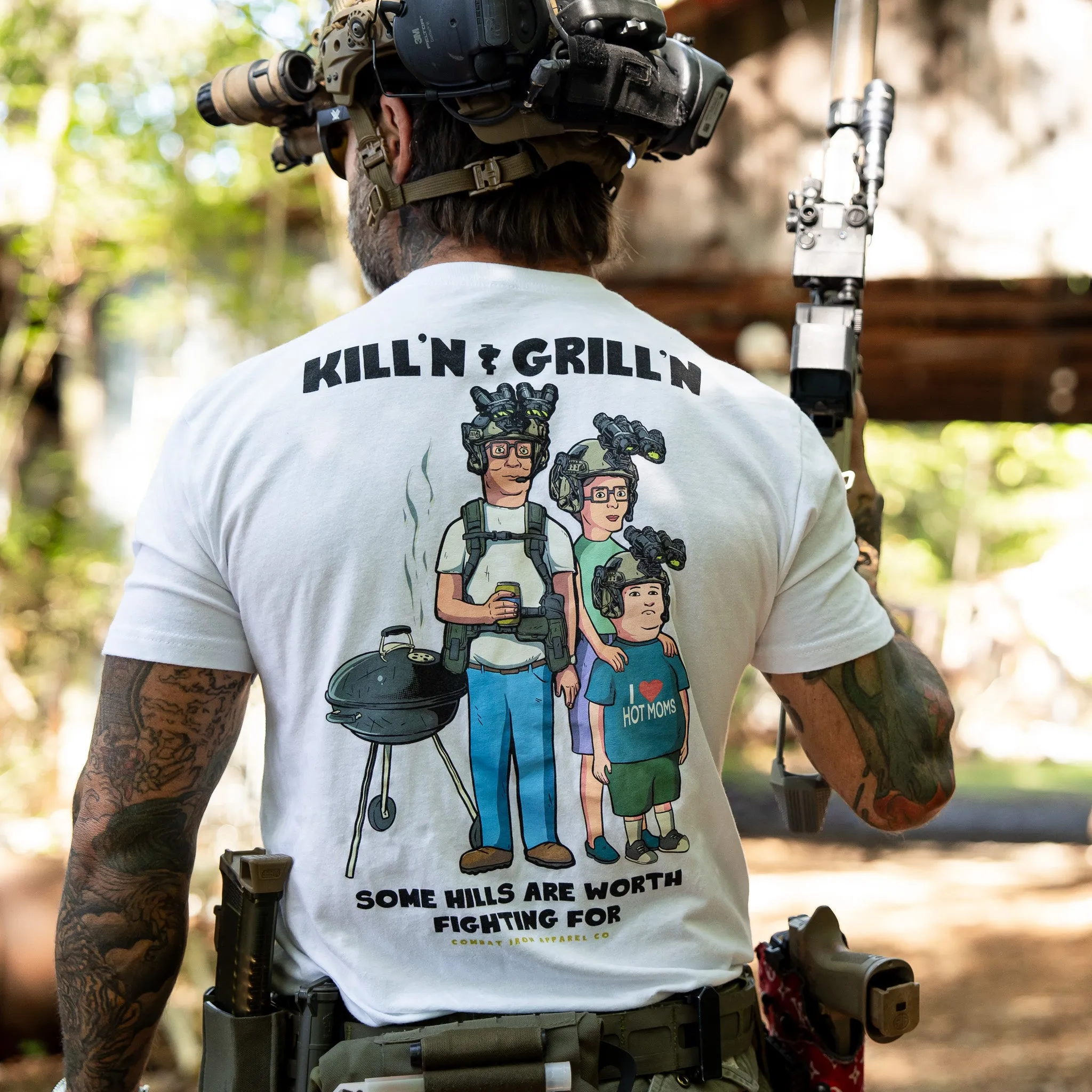 Kill'n & Grill'n | Some Hills Are Worth Fighting For Men's T-Shirt sold by Combat Iron Apparel product image thumbnail 3