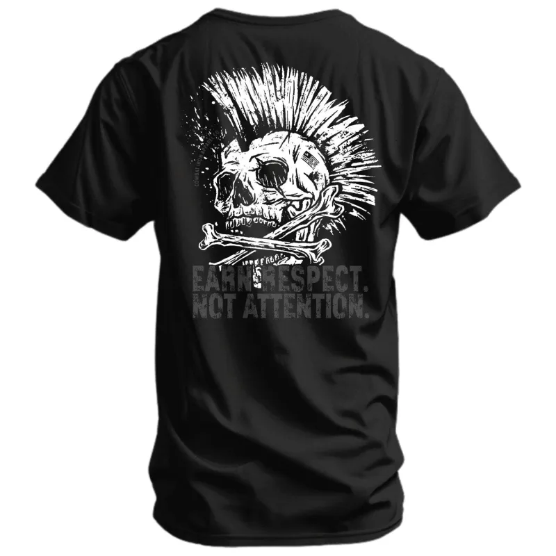 Earn Respect. Not Attention. Skull Men's T-Shirt sold by Combat Iron Apparel