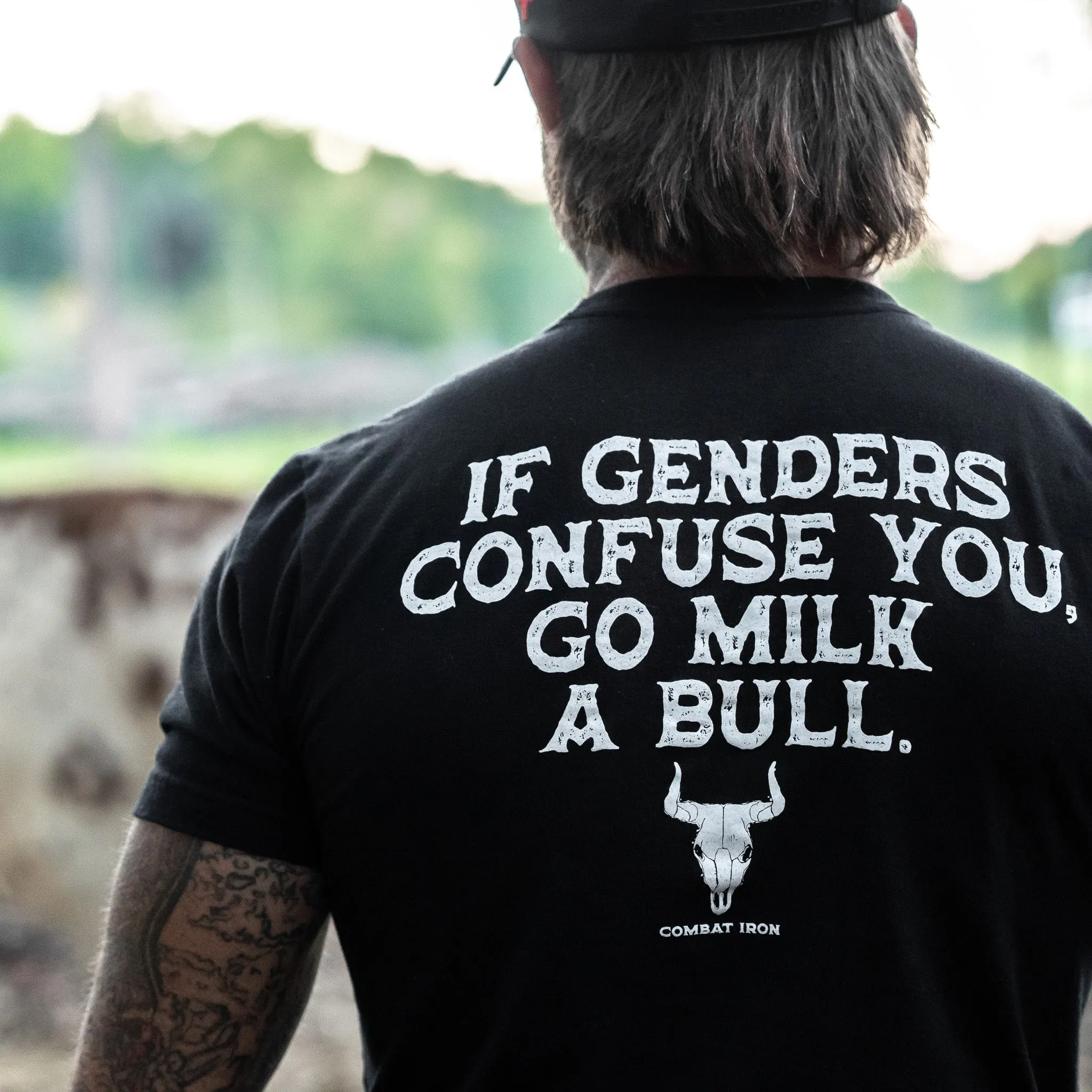 If Genders Confuse You, Go Milk a Bull Men's T-Shirt sold by Combat Iron Apparel product image thumbnail 3