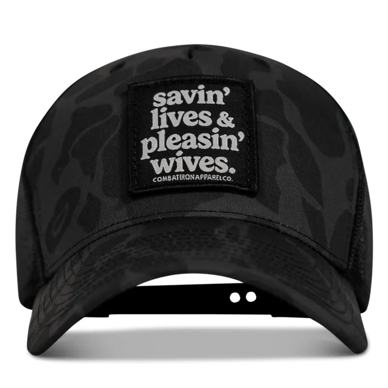 Savin' Lives & Pleasin' Wives Patch SnapBack Hat sold by Combat Iron Apparel