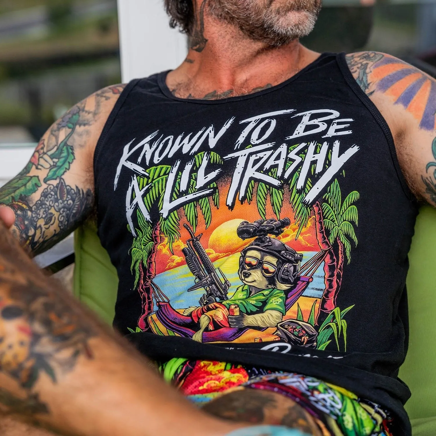 Known To Be A Lil Trashy Raccoon Men's Tank sold by Combat Iron Apparel product image thumbnail 3