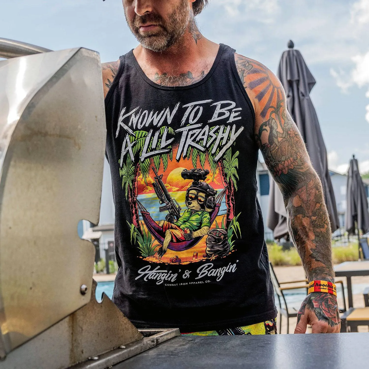 Known To Be A Lil Trashy Raccoon Men's Tank sold by Combat Iron Apparel product image thumbnail 2