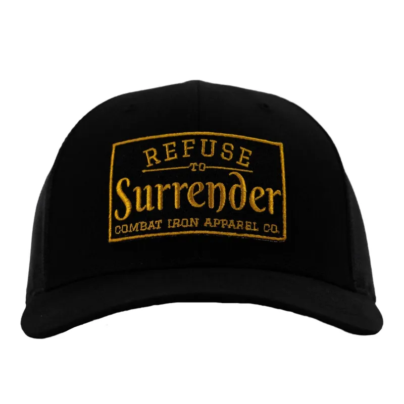 Refuse To Surrender Black/Gold Patch Snapback HAT sold by Combat Iron Apparel
