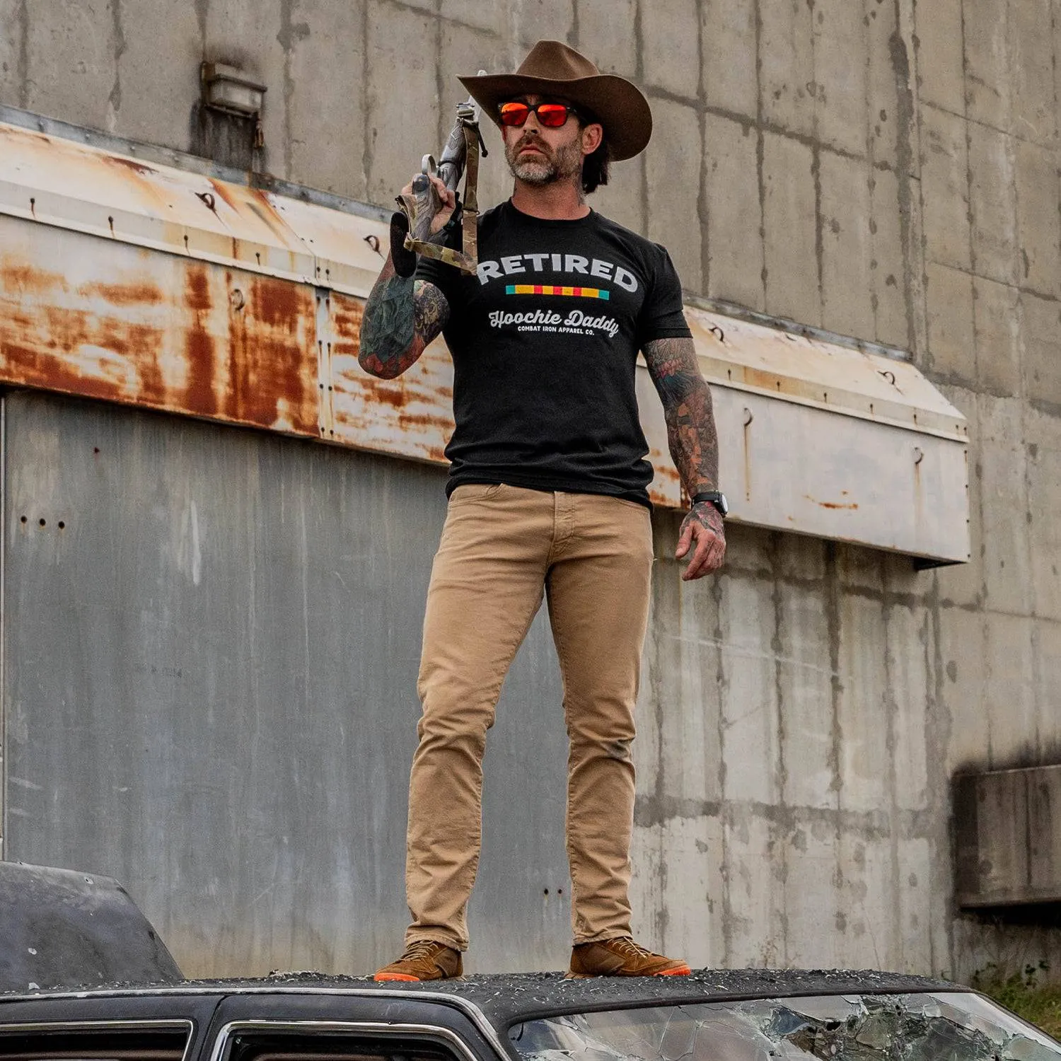 Retired Hoochie Daddy Veteran Ribbons Men's T-Shirt sold by Combat Iron Apparel product image thumbnail 4