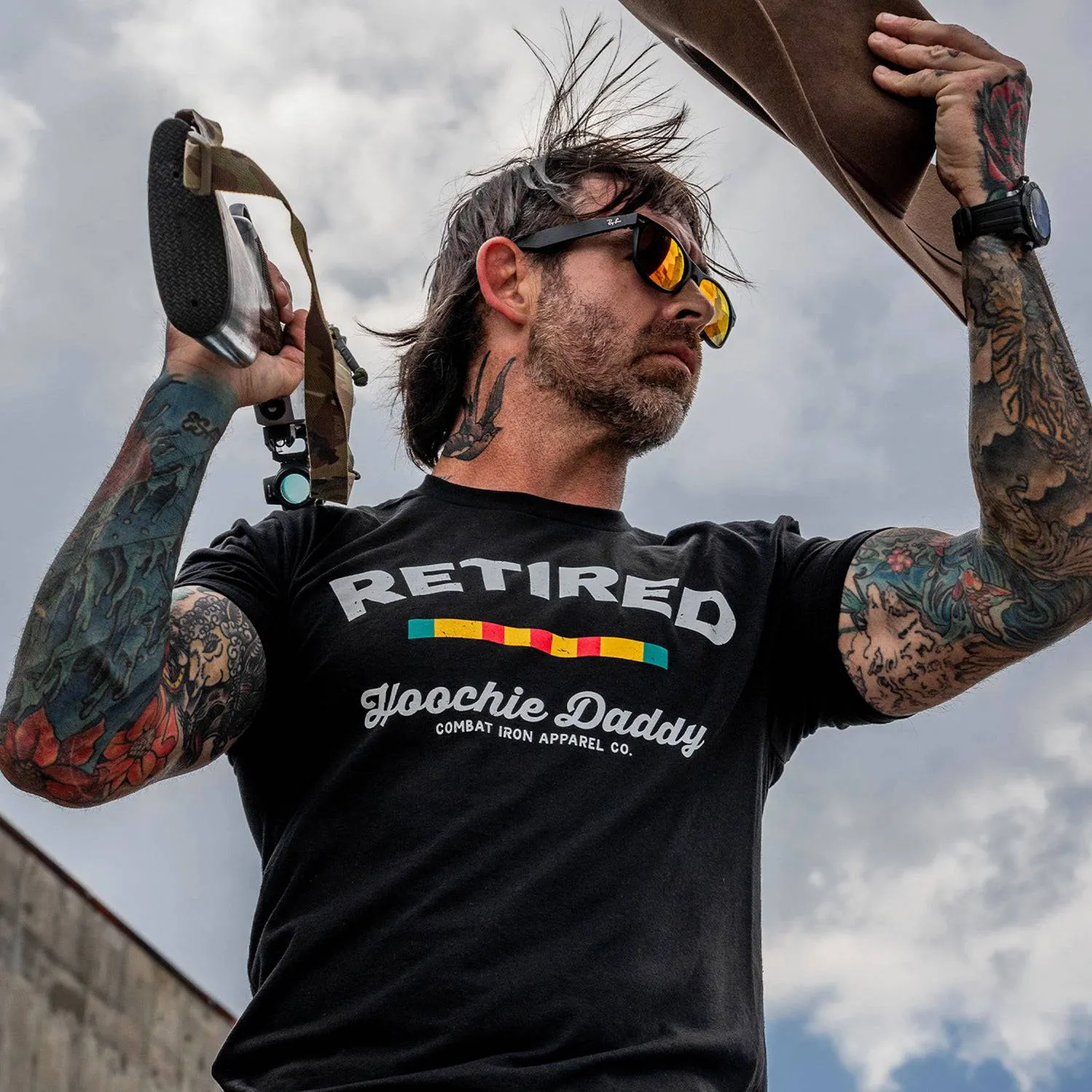 Retired Hoochie Daddy Veteran Ribbons Men's T-Shirt sold by Combat Iron Apparel product image thumbnail 3