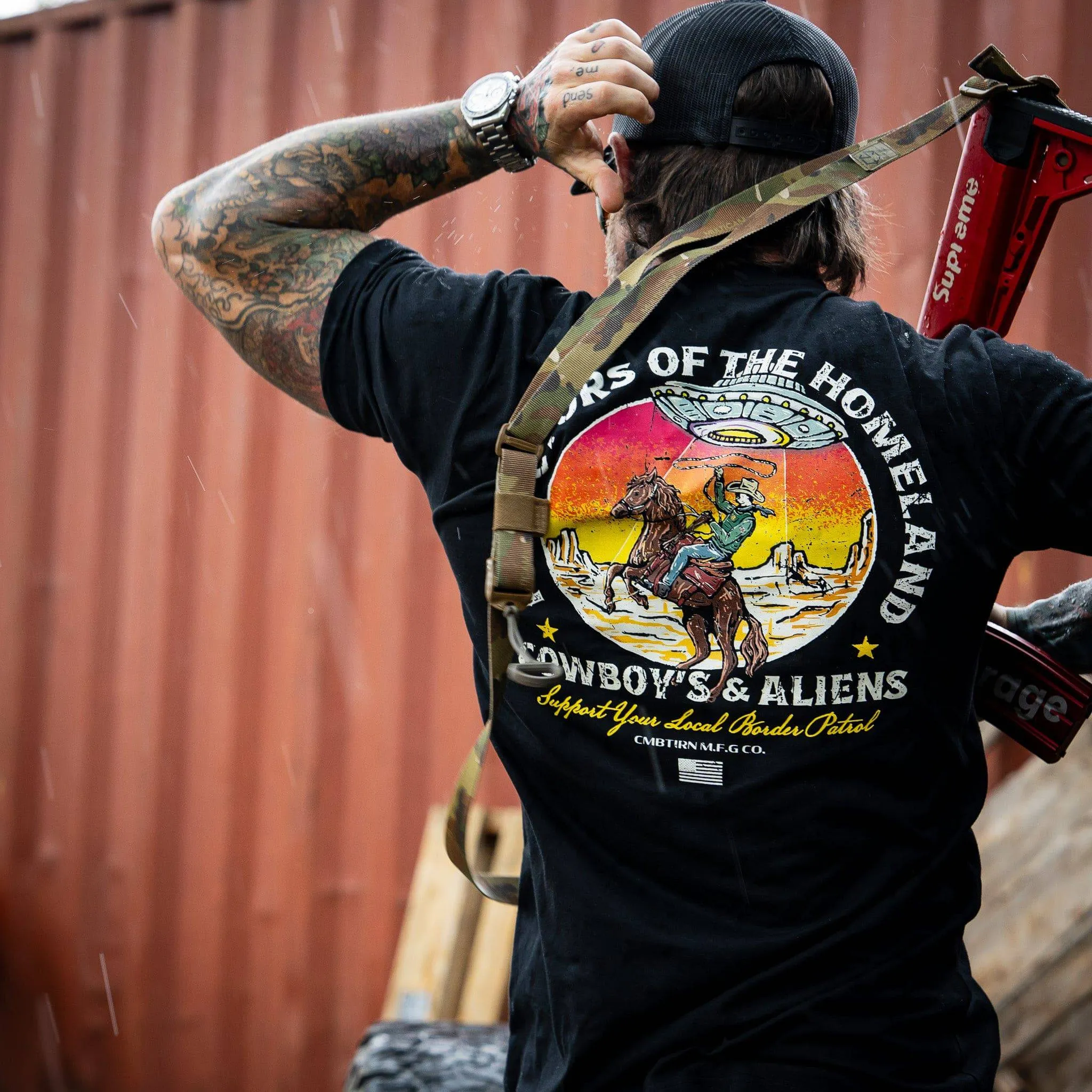 Border Patrol | Cowboy's & Aliens Men's T-Shirt sold by Combat Iron Apparel product image thumbnail 2