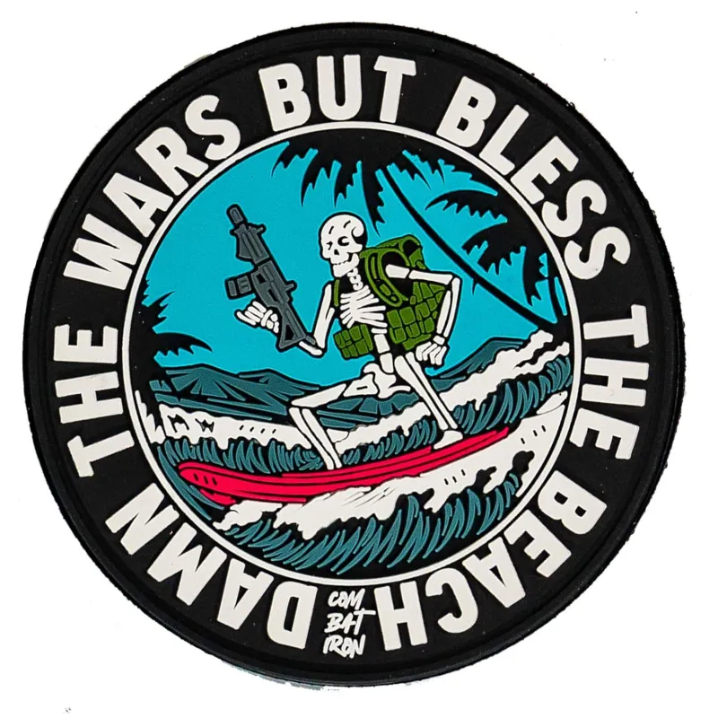 Damn The Wars But Bless The Beach Surfer PVC Patch made by Combat Iron Apparel