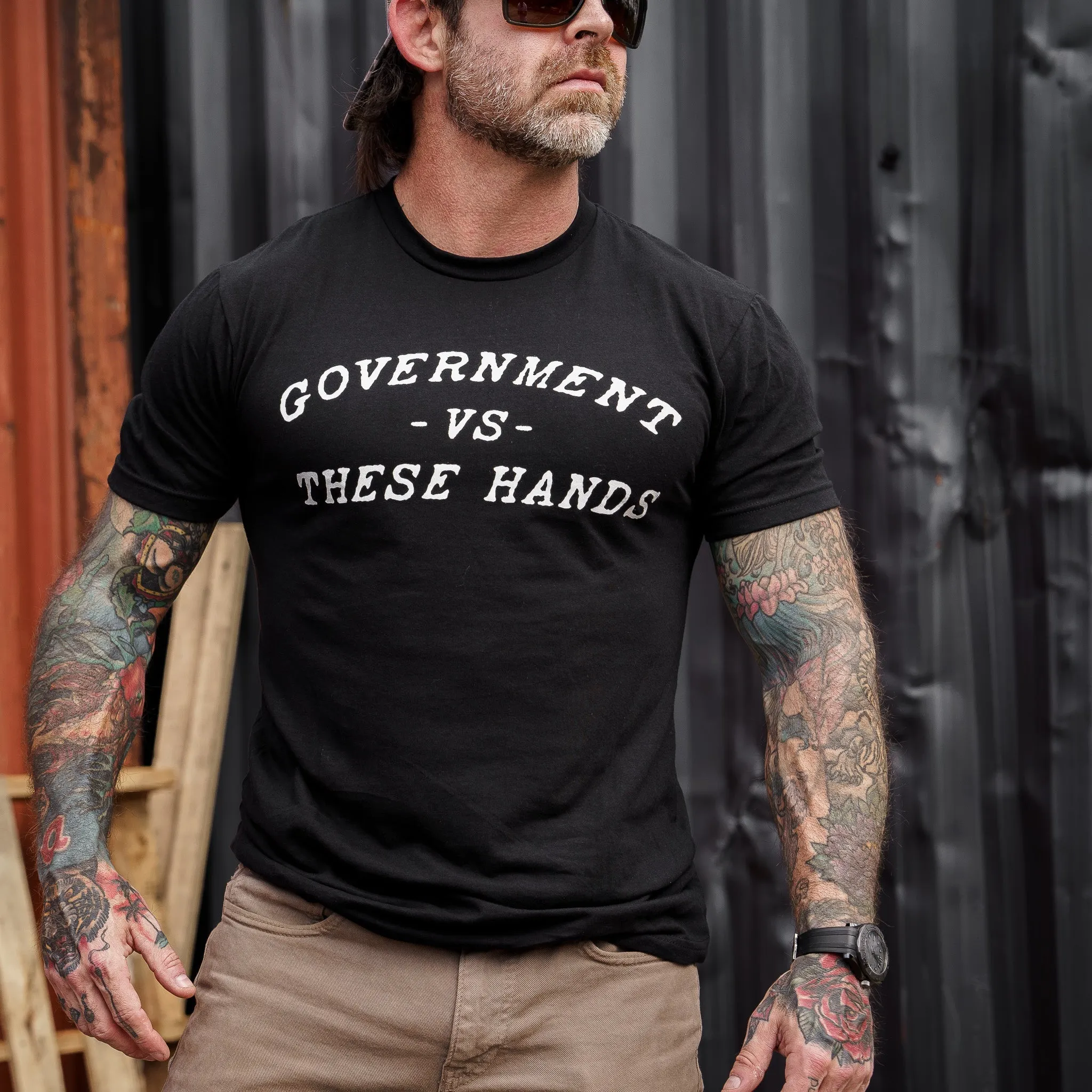 Government -vs- These Hands Men's T-Shirt sold by Combat Iron Apparel product image thumbnail 3