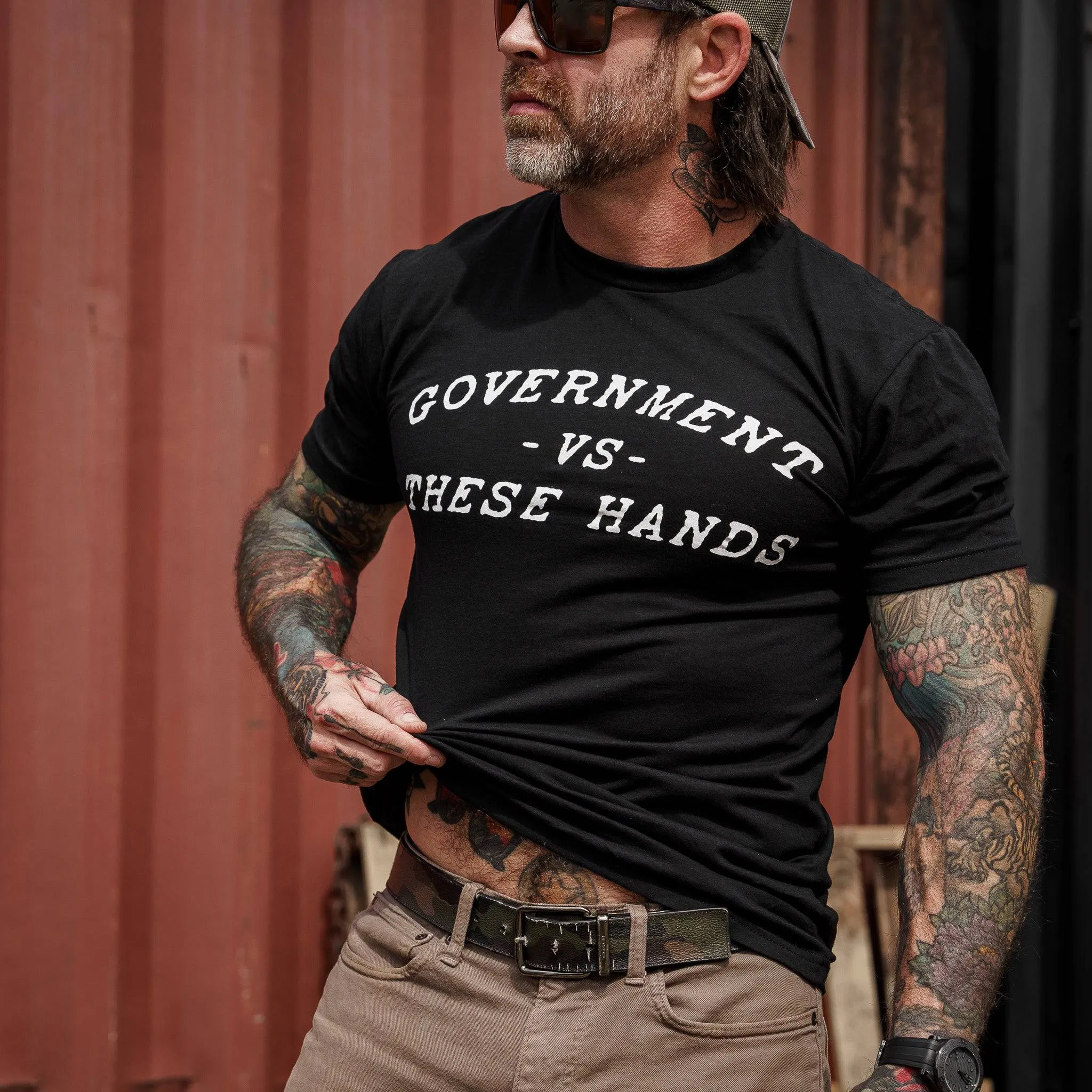 Government -vs- These Hands Men's T-Shirt sold by Combat Iron Apparel product image thumbnail 2