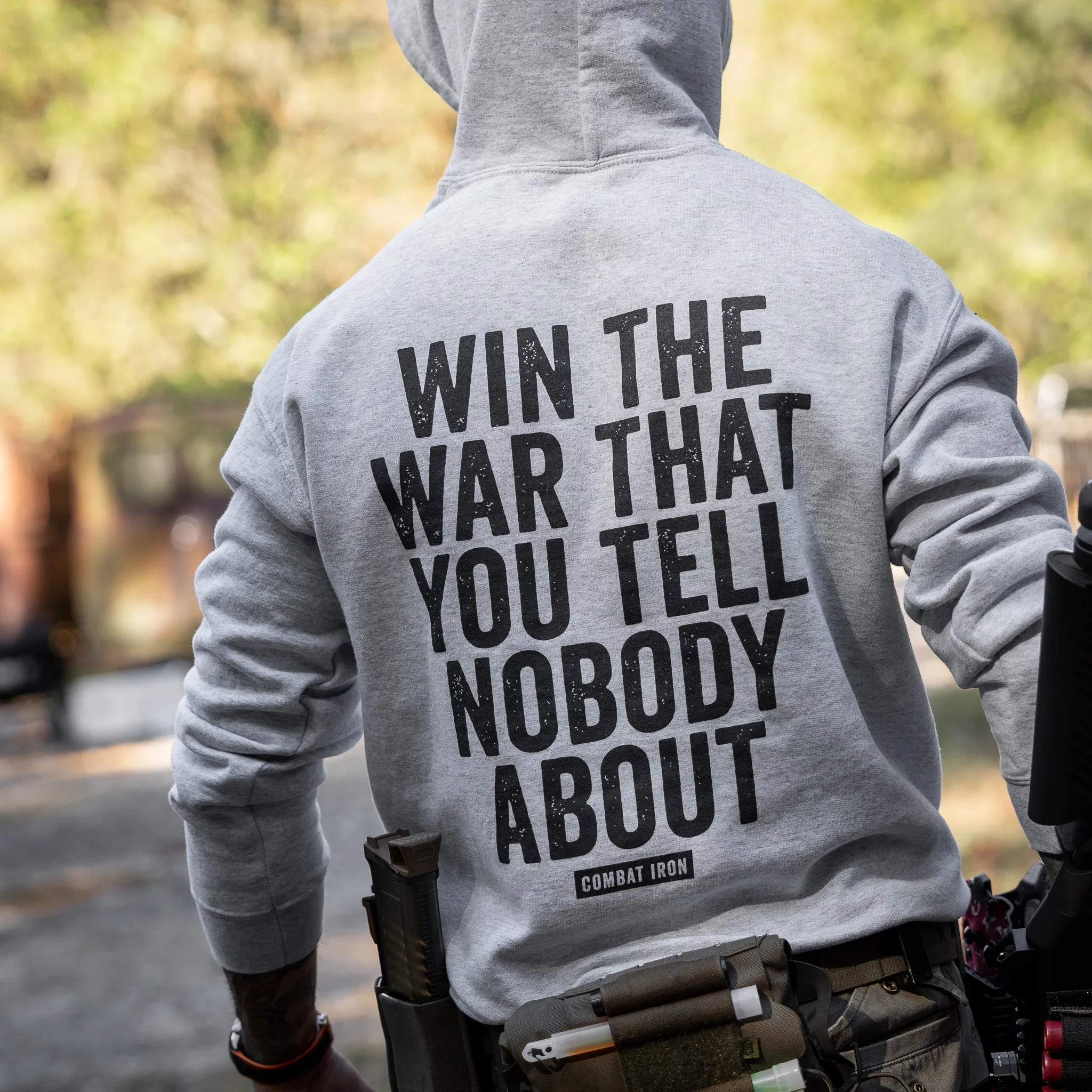 Win The War You Tell Nobody About Fleece Lined Hoodie sold by Combat Iron Apparel product image thumbnail 3