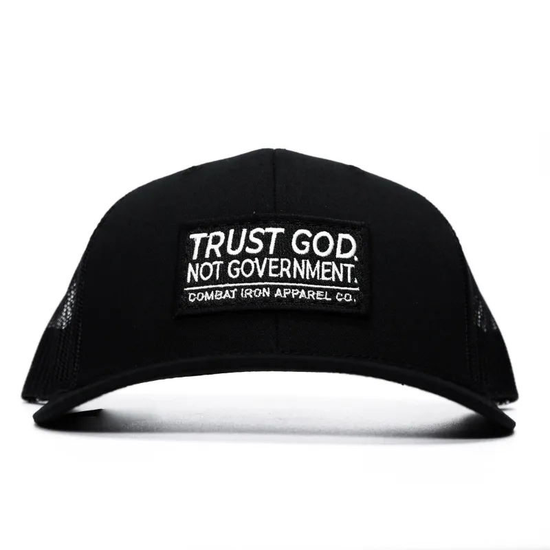 Trust God. Not Government. Mid-Profile Mesh Snapback sold by Combat Iron Apparel